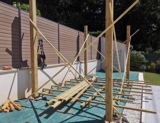 Pergolas et terrasse en pin Cernay les Reims 51420 ( 51 secteur Marne )